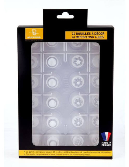 Caja de 24 estuches de policarbonato transparente mate "pastry chef's choice