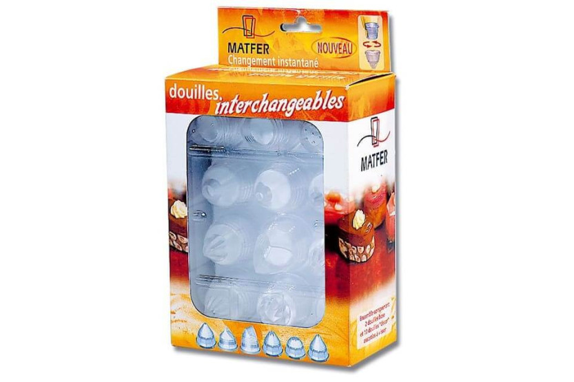 Schachtel mit 10 austauschbaren Matfer-Steckhülsen aus Polycarbonat