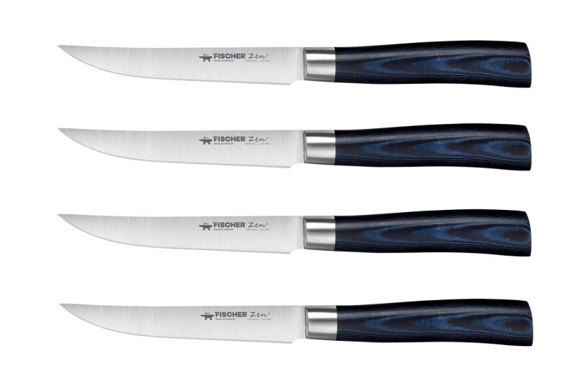 Set di 4 coltelli da bistecca professionali Fischer ZEN di estrema durezza