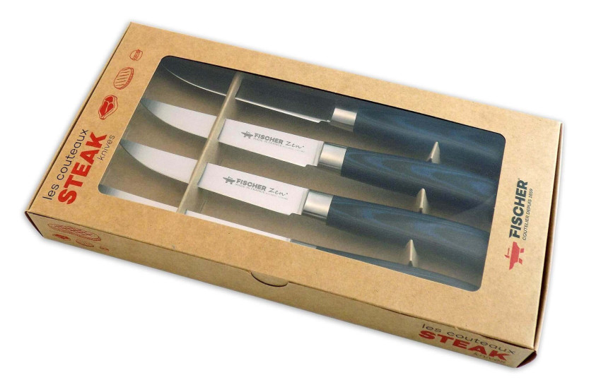 Set di 4 coltelli da bistecca professionali Fischer ZEN di estrema durezza