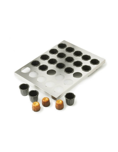 Placa de aço inoxidável de 40 x 30 cm + moldes canelados Matfer® Exoglass