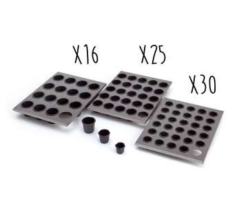 Placa de acero inoxidable de 40 x 30 cm + moldes estriados Matfer® Exoglass