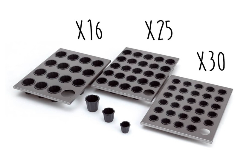 Placa de aço inoxidável de 40 x 30 cm + moldes canelados Matfer® Exoglass