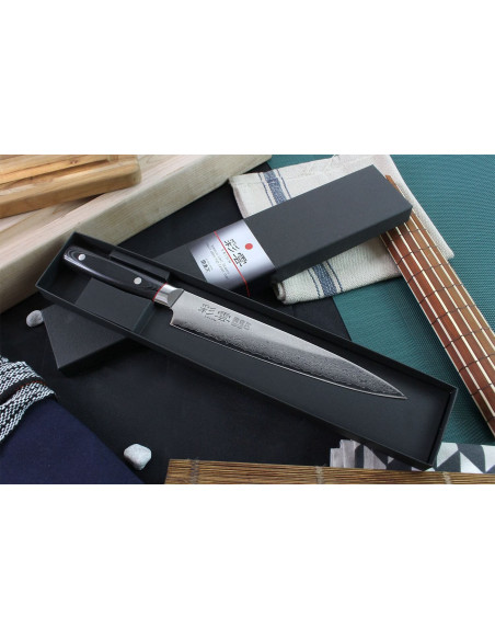 Kanetsugu Saiun japanese carving knife 21cm damask 65 layers