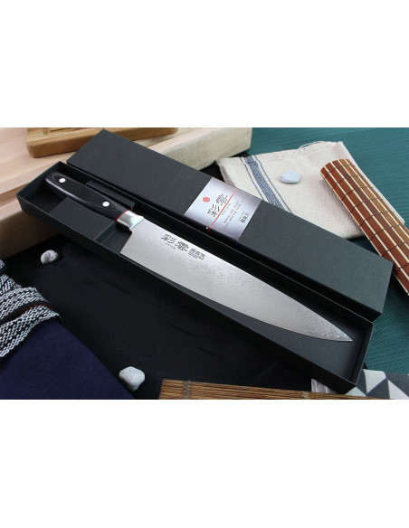 Japanisches Kochmesser Kanetsugu Saiun 23cm Damast 65 Schichten