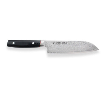 Kanetsugu Saiun 17cm 65 laags damascus japans santoku mes