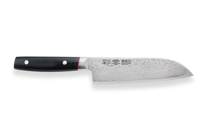 Kanetsugu Saiun 17cm 65 capas damasco Cuchillo santoku japonés
