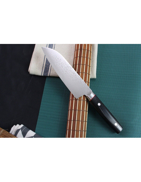 Kanetsugu Saiun 17cm 65 capas damasco Cuchillo santoku japonés