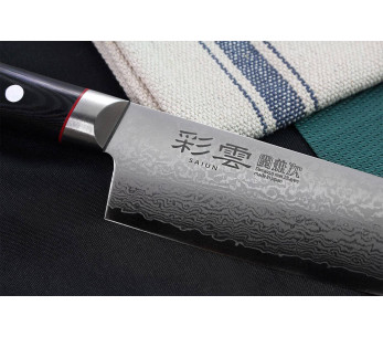 Kanetsugu Saiun 17cm 65-kerroksinen damascus japanilainen santoku veitsi 2
