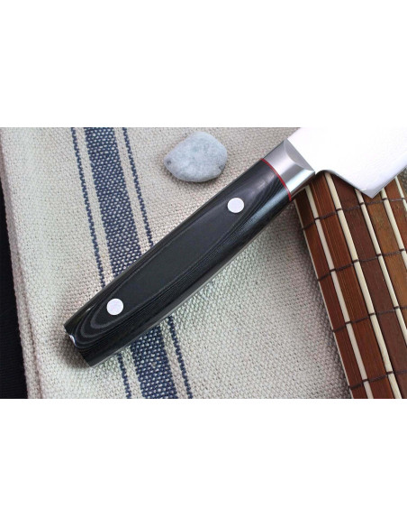 Kanetsugu Saiun 17cm 65 capas damasco Cuchillo santoku japonés