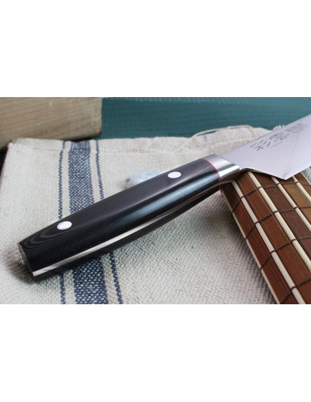 Kanetsugu Saiun 17cm 65 capas damasco Cuchillo santoku japonés