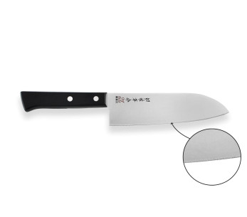 Kanetsugu Rev 21 Japans santoku mes 17cm micro getand lemmet