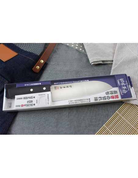Kanetsugu Rev 21 japanilainen santoku veitsi 17cm mikro hammastettu terä