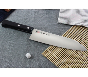 Kanetsugu Rev 21 Cuchillo santoku japonés 17cm hoja microdentada 2