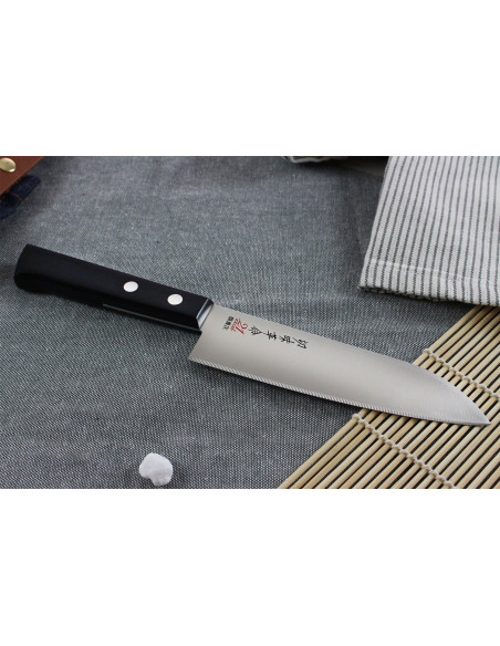 Faca japonesa faca santoku Kanetsugu Rev 21 Lâmina micro-serrilhada de 13,5 cm