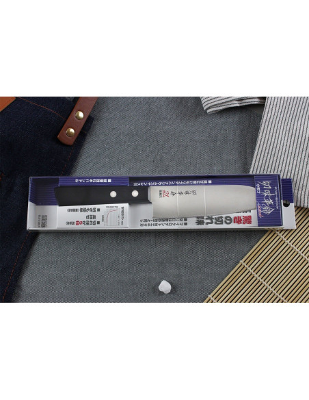 Kanetsugu Rev 21 japansk santokukniv 13,5 cm med mikrosagtannet blad