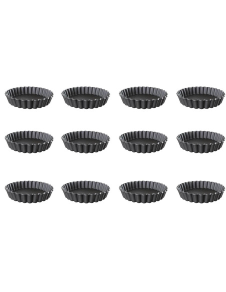 Sett med 12 Exoglass® Matfer rillede terter