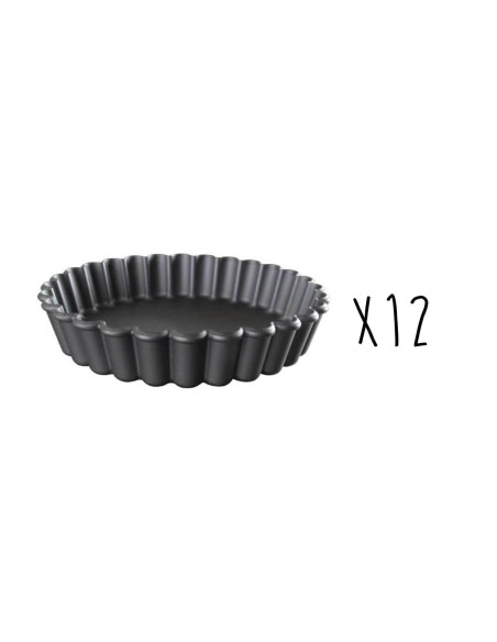 Sett med 12 Exoglass® Matfer rillede terter