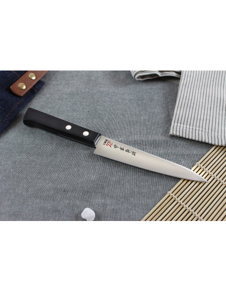 Kanetsugu Rev 21 universalkniv japansk universalkniv 13 cm med mikrotannet blad