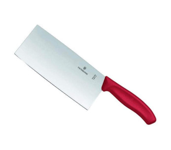 Folha de talho de cozinha Victorinox Swissclassic 18cm com lâmina chinesa e cabo em polipropileno vermelho