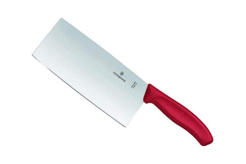 Lamiera da macellaio da cucina Victorinox Swissclassic 18 cm con lama cinese e manico in polipropilene rosso