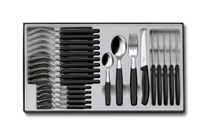 Victorinox Swissclassic 24-piece cutlery set 18/10 stainless steel black polypropylene handle