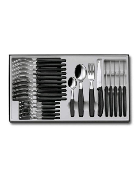 Victorinox Swissclassic 24-piece cutlery set 18/10 stainless steel black polypropylene handle