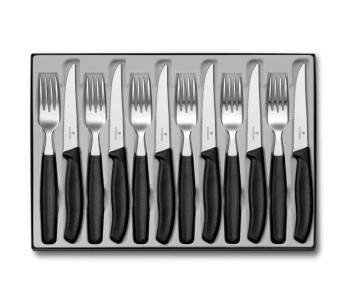 Victorinox Swissclassic juego de cubiertos 12 piezas de acero inoxidable 18/10 con mango de polipropileno negro