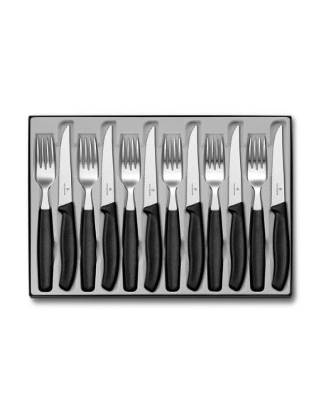 Victorinox Swissclassic 12-piece cutlery set 18/10 stainless steel black polypropylene handle