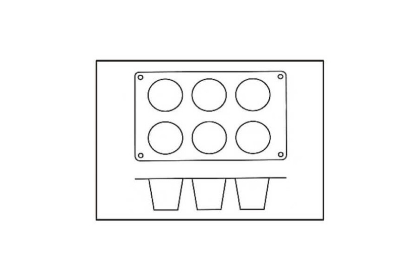 Molde de silicone profissional Silicon Flex 300x175mm 6 babas 7,5cm