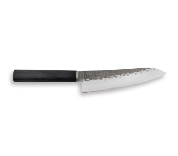 Japanisches santokumesser Shizu Hamono Yamato gehämmert 18cm dunkler Griff
