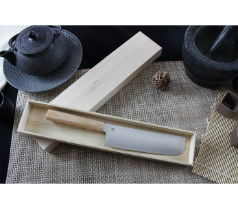 cuchillo nakiri japonés cuchillo nakiri Shizu Hamono Yuri, mango de color claro 2