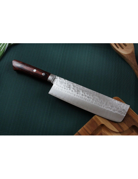 Couteau nakiri japonais artisanal Masutani 16.5cm martelé