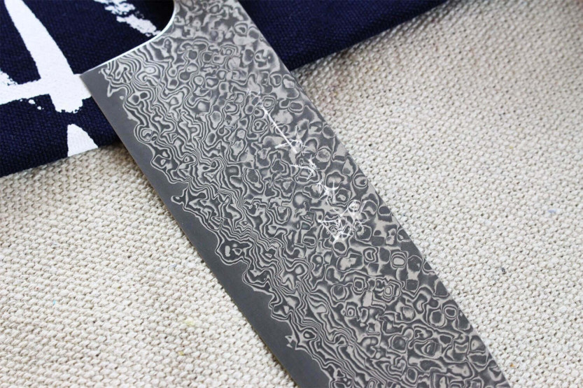 Yoshimi Kato 18 cm VG10 Damaskus nikkel håndlaget japansk kokkekniv