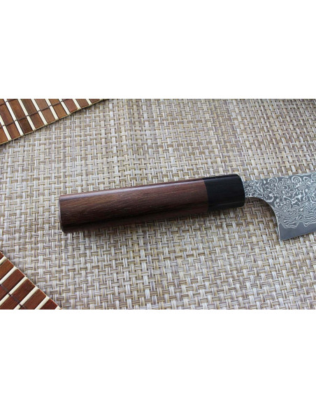 Yoshimi Kato 18 cm VG10 Damaskus nikkel håndlaget japansk kokkekniv