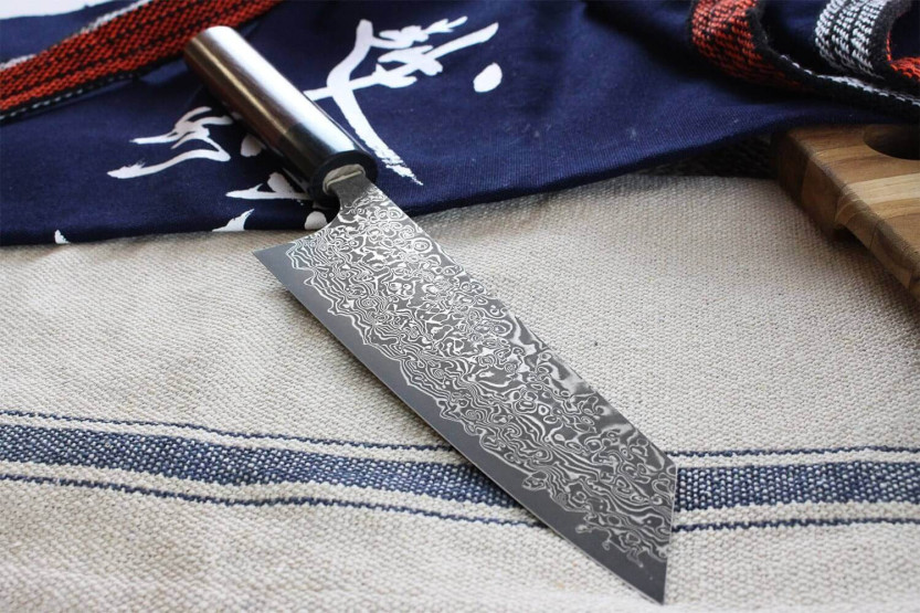 Håndlaget japansk bunka-kniv Yoshimi Kato 16,5 cm VG10  nikkeldamaskus