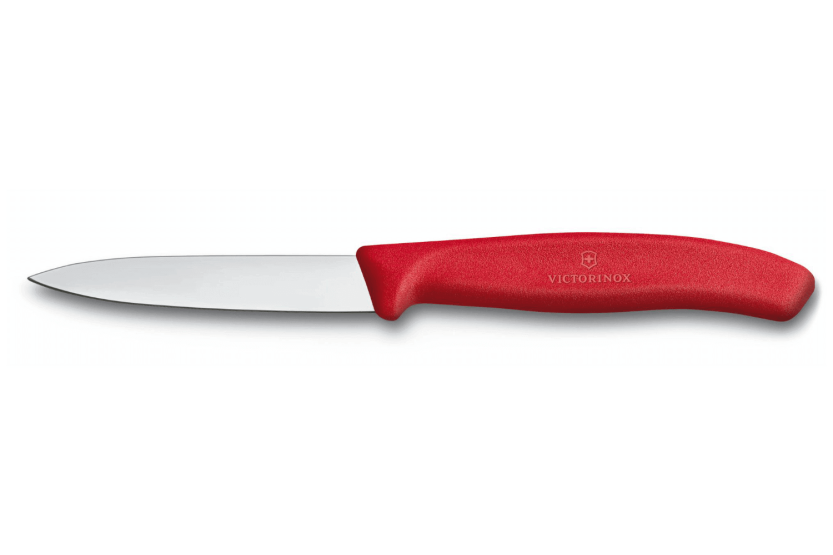 Victorinox rood schilmesje met glad roestvrijstalen lemmet 8cm