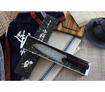 Käsintehty japanilainen santokuveitsi Yoshimi Kato 16.5cm VG10 Nikkeli Damascus nikkeli 2