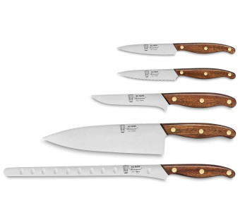 Estuche de piel con 5 cuchillos de cocina Au Nain Bistronome 2