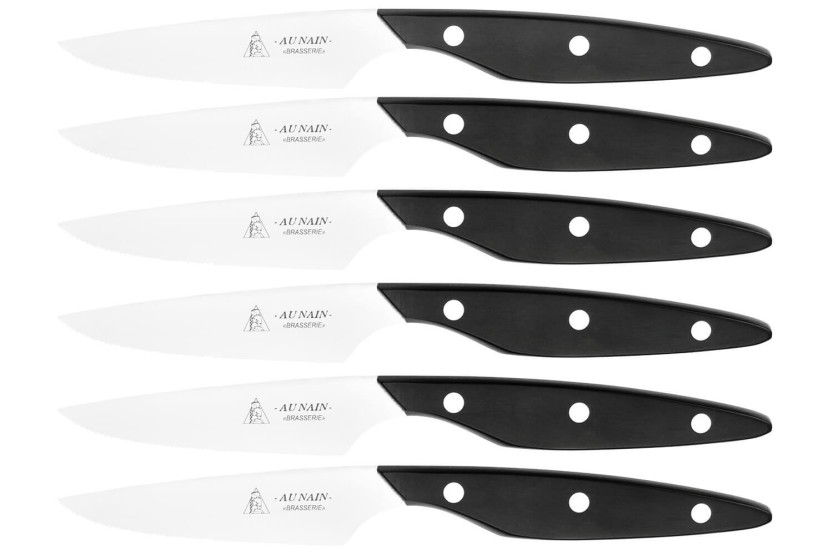 Conjunto de 6 facas de mesa com micro-dentes Au Nain Brasserie