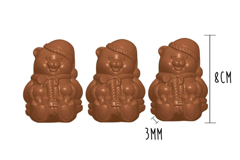 Sæt med 3 chokoladeforme - Ourson Noel 8cm