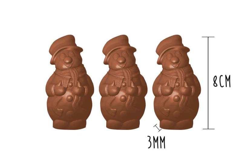 Set de 3 moldes de chocolate - Muñeco de nieve 8cm