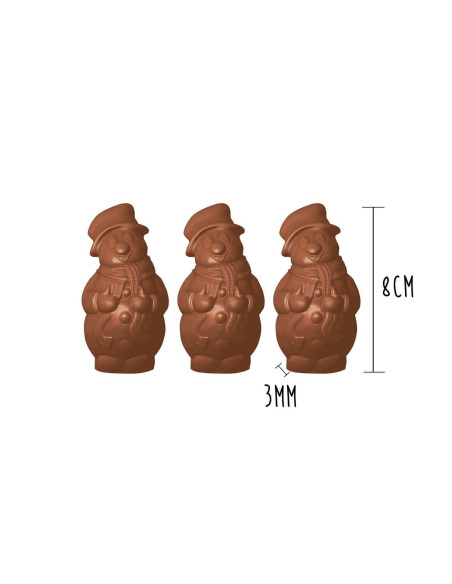 Set de 3 moldes de chocolate - Muñeco de nieve 8cm