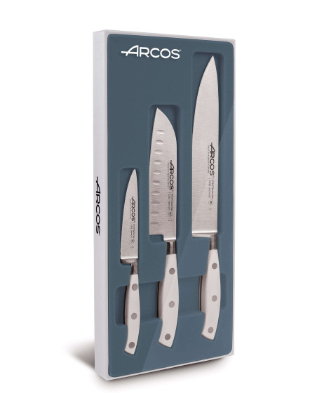 Set van 3 Riviera White Arcos gesmede messen (Chef+Santoku+Office)