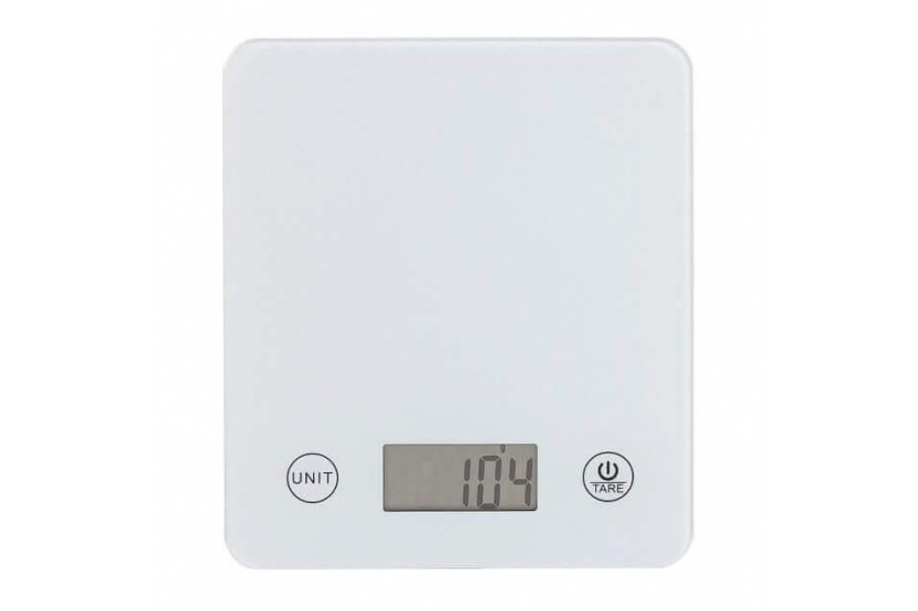 Elektronische Küchenwaage LCD-Bildschirm Modell Slim weiß mit Glasplatte