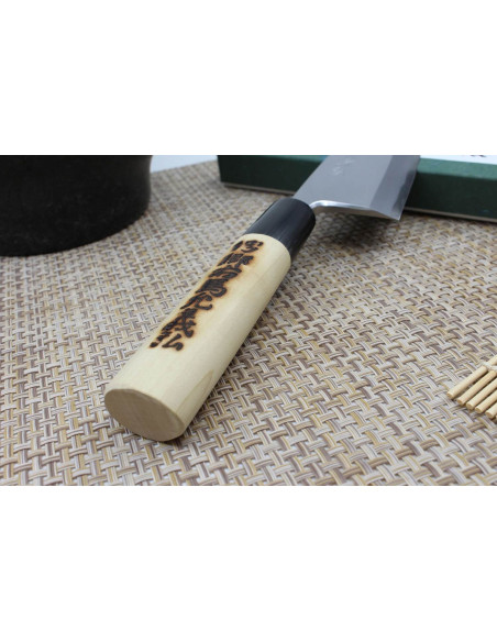 Faca deba japonesa artesanal Yoshihiro Jyosaku Branco 2 aço 15cm