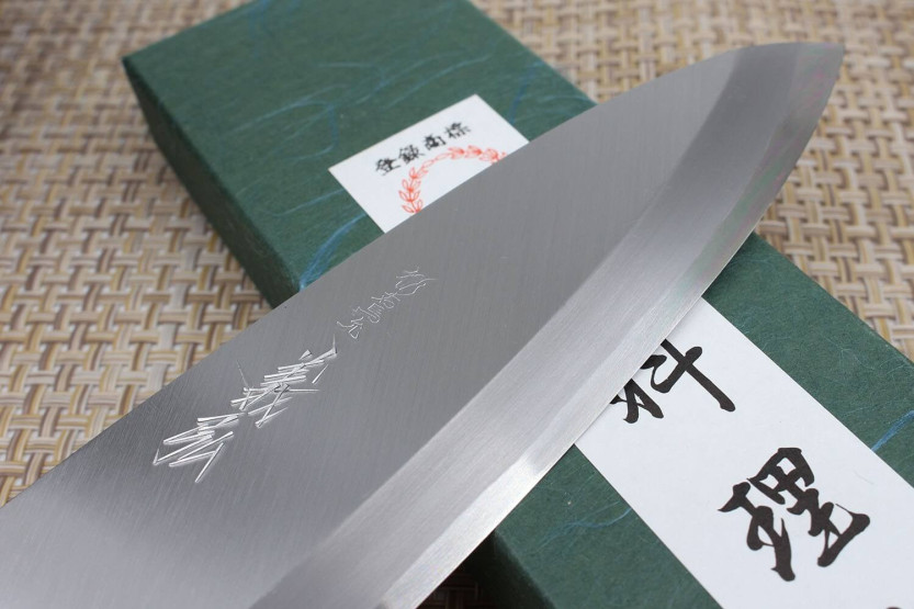 Faca deba japonesa artesanal Yoshihiro Jyosaku Branco 2 aço 15cm
