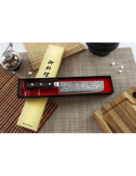 Japanisches handgefertigtes Usuba-Messer Yoshihiro VG10 Damast 33 Schichten 16cm