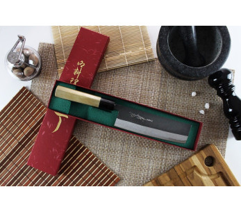 Couteau nakiri japonais artisanal Yoshihiro Branco 2 aço 16,5cm 2