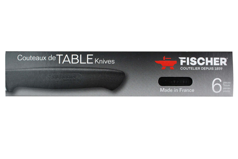 Caixa de 6 facas para bifes Fischer Lâminas lisas 100% francesas